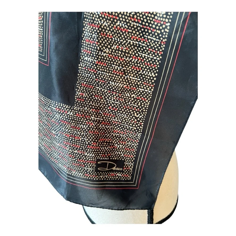 Desco Vintage Black and Red Squared Patterned Scarf